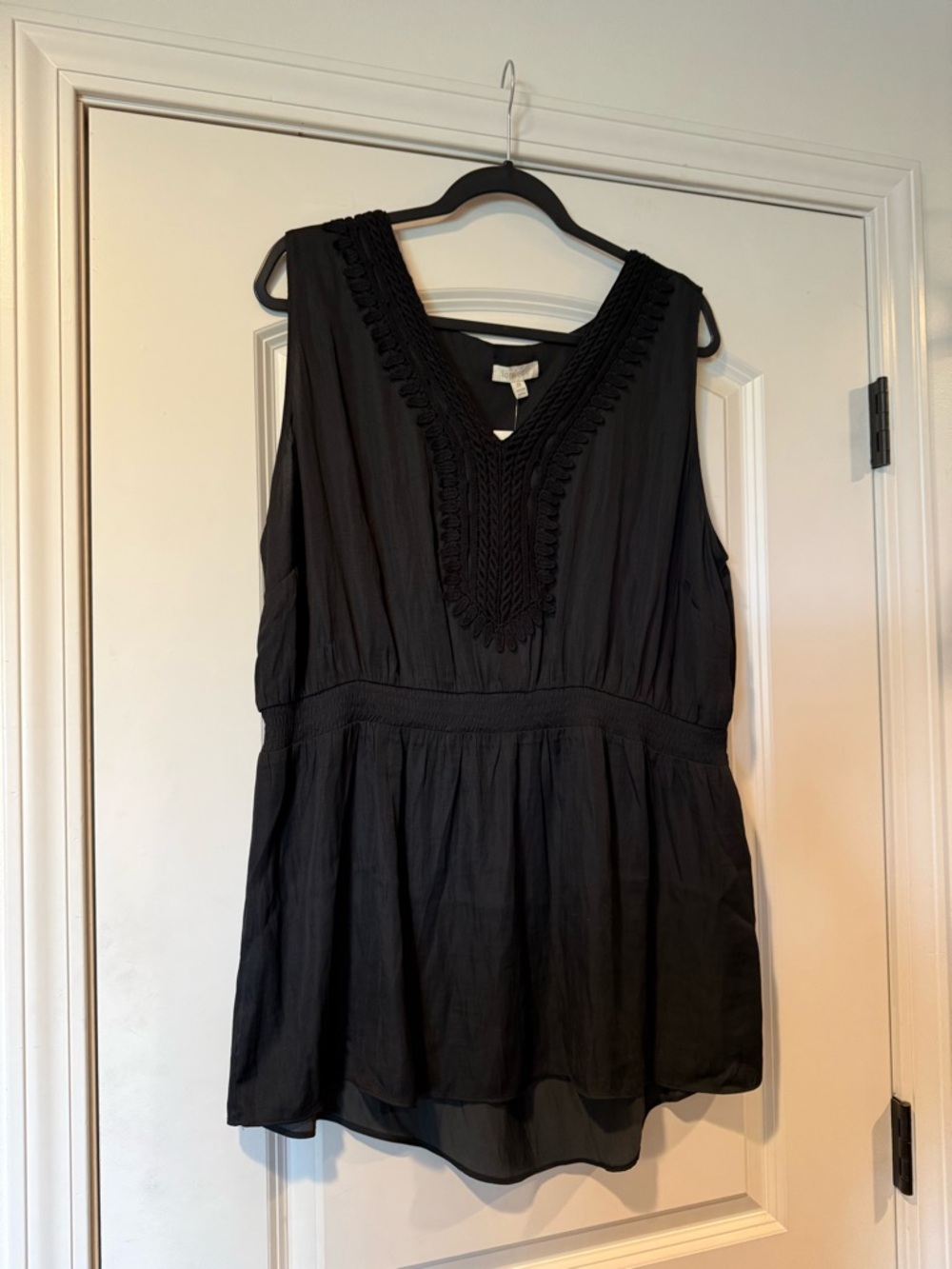 loralette Black Sleeveless V-Neck Peplum Tunic